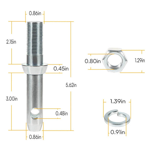 Beefed Up Heavy Duty Six Pack Cat 1 Draw Pin Hitch Accessories For Tractors Five And A Half Inch Universal Forged Lift Arm Pins