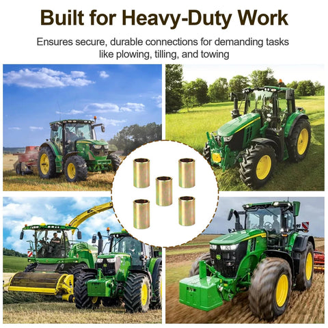 5 Pack Universal Lower Lift Arm Bushing Fits Category II To I Hitch Systems with tractors in field settings