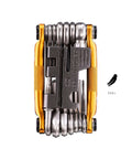 Front view of M20 Gold Bicycle Multi Tool With Hex Wrenches Two To Eight Millimeter Open Wrench Spoke Wrenches