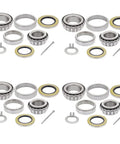4 Set 8000 Lb Trailer Axle Bearing Kit With Outer Bearing 02475 02420 1.25 Inch ID And Inner Bearing 25580 25520 1.75 Inch ID Includes Double Lip Grease Seals 22333TB 10 36 And 21333TB 10 10 Included For Heavy Duty 8000 Lb Axles, showing bearings and seals in four sets