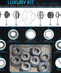 Image showing 4 Pack Boat Trailer Axle Bearing Kit For 3500 Lb Spindles 1 One Sixteenth Inch To 1 Three Eighths Inch EZ Lube 84 Spindle Compatible With L68149 And L44649 Bearings 171255TB 10 19 Grease Seals Tang Washer And Cotter Pins By iBroPrat, with bearings and seals on display.