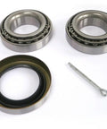 Trailer Axle Bearing Kit For One And One Quarter Inch Straight Axle With LM67048 And LM67010 Bearings Includes Inner Bearing Outer Bearing Grease Seal And Cotter Pin EPITBK4 That Keeps You Rolling On The Road, showing components on white background