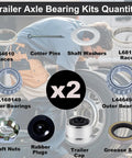 Variety of components from the Two Pack 3500 Lb Trailer Axle Bearing Kit For 1-3/8 To 1-1/16 Inch Spindles Includes L68149 L44649 Boat Wheel Bearings