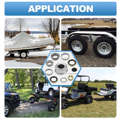 Four Set Trailer Axle Bearings Kit With Grease Seals Dust Caps Cotter Pins Axle Nuts Washers for tandem axles application