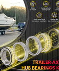 Image of Heavy Duty Boat Trailer Bearing Kit with chrome steel bearings for 1-3/8 to 1-1/16 inch axles, 3500 lb capacity.