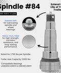 Heavy Duty 3,500 Lb Straight Trailer Axle Spindle 84 With 2 Inch Bore EZ Lube And 6.18 Inch Overall Length 1.939 Inch Stub Diameter Replacement Spindle For Trailers Compatible With Bearing Kit L44649 10 And L68149 11 product image showing features and specifications.