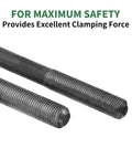 Close-up view of threads on durable rust resistant U bolt kit for 2000 lb trailer axles fits 1-3/4 inch round axles.