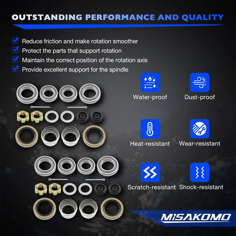 Trailer Bearing Kit For 3500 Pounds Axles with performance features, including heat-resistant and dust-proof components.