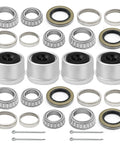 Trailer Bearing Kit For 5200-6000 Lb Axles With 2.44 Inch Dust Cap Grease Seal Cotter Pin 4 Pack arranged components