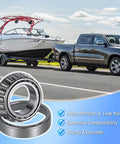 Truck towing boat with inset of 2 Pack Trailer Bearings Kit For High Speed Quiet Operation L68149 L44649