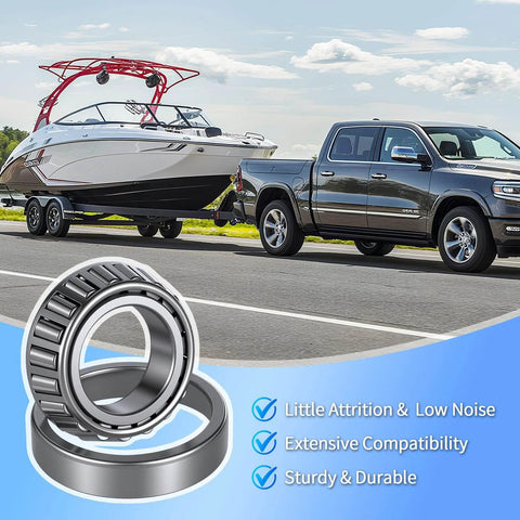 Truck towing boat with inset of 2 Pack Trailer Bearings Kit For High Speed Quiet Operation L68149 L44649