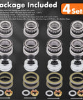 Trailer Bearing Kit For D42 Spindle Fits 1.25 Inch And 1.75 Inch Tandem Axles 5200 To 6000 Lb Four Sets Hub Kit With 2.72 Inch Dust Covers Double Lip Seals Spindle Nuts And Complete Inner And Outer Bearings shown in package including four sets of components