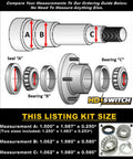 Diagram showing Beefed-Up Heavy Duty Trailer Bearing Kit for 1-1/16 Inch Axles with L44649 L44610 bearings and seals