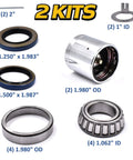 Components of Beefed-Up Heavy Duty Trailer Bearing Kit For 1-1/16 Inch Axles Rebuilds 2 Wheels With L44649 L44610 Bearings