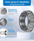 2 Pack Trailer Bearings Kit For High Speed Quiet Operation L68149 L44649, close-up of high quality bearing steel and features