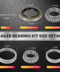 Heavy Duty Boat Trailer Bearing Kit Fits 1 3 8 Inch To 1 1 16 Inch Axles 3500 Lb Capacity with grease seals and steel bearings