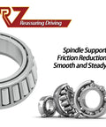 Close-up of trailer bearings for 3500 lb axles with friction reduction features, includes essential components for smooth driving.