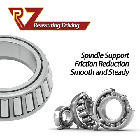 Close-up of trailer bearings for 3500 lb axles with friction reduction features, includes essential components for smooth driving.