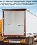 Back view of trailer with durable steel cam bar lock with zinc plating and included mounting hardware, securely fastened.