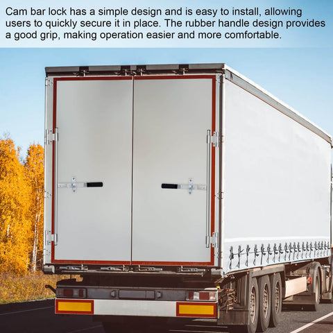 Back view of trailer with durable steel cam bar lock with zinc plating and included mounting hardware, securely fastened.
