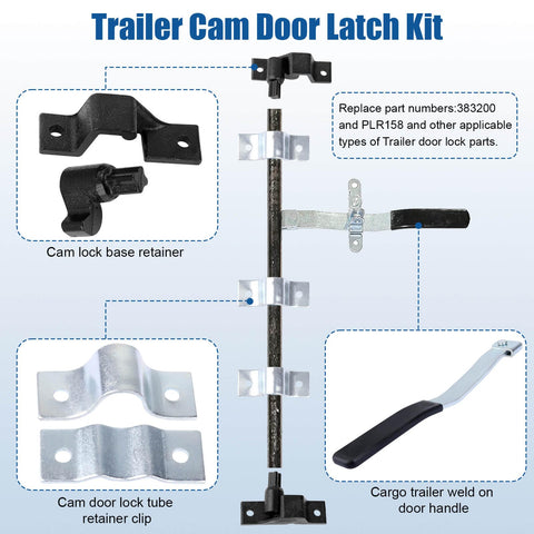 Cam Lock Door Assembly Kit For Dump Trailers And Trucks, black coated rust-resistant finish, complete double door cam lever lock set.