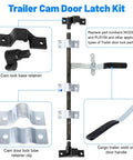 Heavy Duty Trailer Cam Lever Door Lock Kit For Double Cargo Doors, Durable Lock Handle With Black Anti-Rust Coating