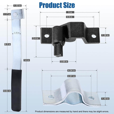 Cam Lock Door Assembly Kit For Dump Trailers And Trucks, Black Coated Rust-Resistant Finish, Heavy Duty Steel Construction with dimensions