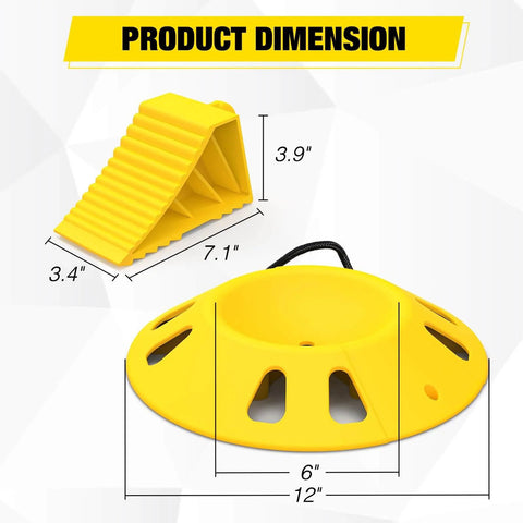 Yellow Trailer Wheel Chocks And Wheel Dock Kit Tough As Nails Built To Last And Prevents Trailer Wheel Sinking For Boat Trailers