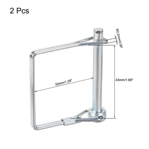 2 Pack 3/16 Inch Diameter Trailer Coupler Pins, 2 Inch Long Heavy Duty Square Shaft Locking Pins, Zinc Plated Carbon Steel