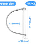 Four Pack Trailer Coupler Pins One Quarter Inch By Three Point Two Inch Heavy Duty Hitch Safety Pins With Lock Zinc Plated Steel Rust Resistant