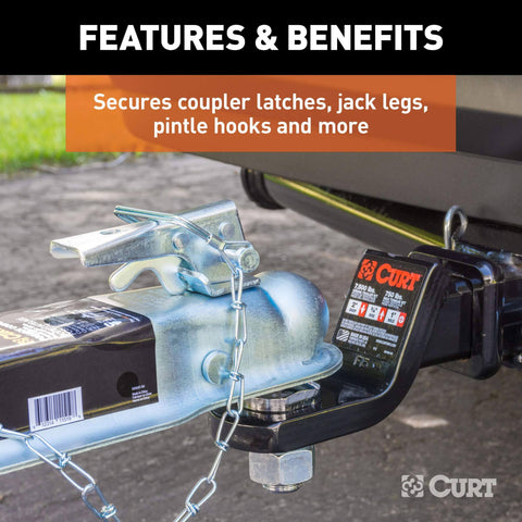 Trailer Coupler Pin With Twelve Inch Chain Five Sixteenth Inch Diameter Three Inch Length Clear Zinc Plated Steel Safety Pin For Trailer Hitches Versatile Pin For Couplers Jacks Pintle Hooks And More securing a trailer hitch
