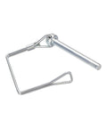 Close-up of 2 Pack 3/16 Inch Diameter Trailer Coupler Pins, 2 Inch Long Heavy Duty Square Shaft Locking Pins, Zinc Plated Carbon Steel PTO Pins