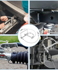 Close-up of 20 Pack Trailer Coupler Pins with Steel Quick Release Rings, installed on various hitches, heavy-duty safety pins.