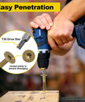 Person using drill with Heavy Duty Trailer Deck Screws Kit With 130 Pcs T25 Star Bits Reamer Tek Screws for work