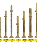 Collection of Heavy Duty Trailer Deck Screws Kit With 130 Pcs T25 Star Bits Reamer Tek Screws For Wood To Metal Bonding Self Tapping Screws For Trailers Corrosion Resistant Coating Great For DIYers Tackling Wood To Steel in various sizes.