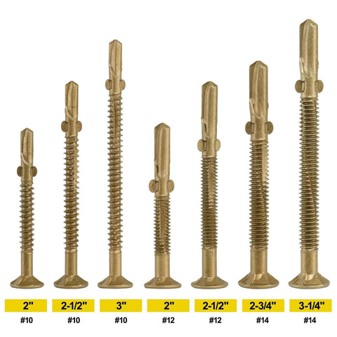 Collection of Heavy Duty Trailer Deck Screws Kit With 130 Pcs T25 Star Bits Reamer Tek Screws For Wood To Metal Bonding Self Tapping Screws For Trailers Corrosion Resistant Coating Great For DIYers Tackling Wood To Steel in various sizes.
