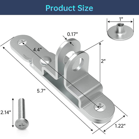 Cargo Trailer Door Hasp Keeper Bar Lock Handle For Enclosed Car Hauler Ramp Gates Cam Latch Lock With Screws Nut Weatherproof Rust Resistant Heavy Duty Steel Construction, showing detailed sizes and galvanized screws.