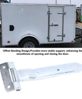12 Inch Trailer Door Strap Hinge With Offset Bent Design, installed on side door of an enclosed cargo trailer, highlighting durability and fit.