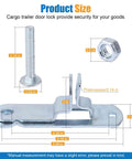Trailer Door Latch Kit With Cam Lock And Keeper For Cargo And Enclosed Trailers Includes Ramp Locking Hasp And Anti Theft Screws And Anti Loose Nuts 2 Pack, showing product size