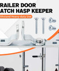 Durable cargo trailer door hasp latch kit with screws and nuts provides secure cam bar locking for trailers trucks containers and enclosed haulers