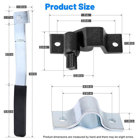 Heavy Duty Trailer Cam Lever Door Lock Kit for Double Cargo Doors with black anti-rust coating, top left, and bottom right keepers.