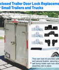 Heavy Duty Trailer Cam Lever Door Lock Kit For Double Cargo Doors, Durable Lock Handle With Black Anti-Rust Coating shown on trailer