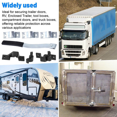 Heavy Duty Trailer Cam Lever Door Lock Kit For Double Cargo Doors, Durable Lock Handle With Black Anti-Rust Coating