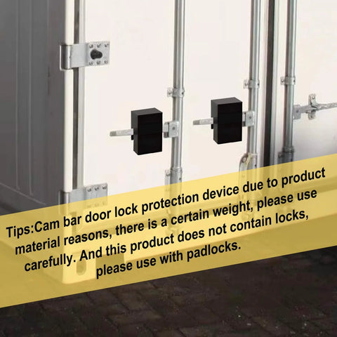 Enhance trailer security with a heavy duty door lock protection device that guards the padlock frame, resists prying, and fits cam bar container locks for box trailers and shipping containers, shown installed on a container door.