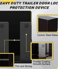 Enhance trailer security with a heavy duty door lock protection device for cam bar container locks, carbon steel, powder coated