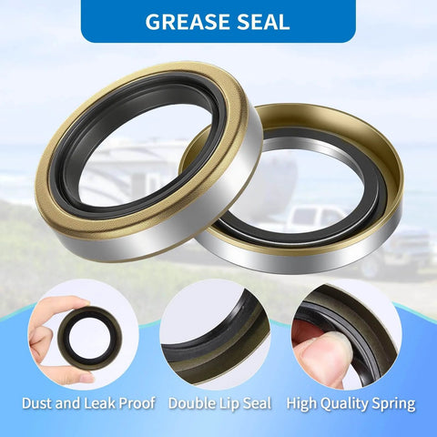 2 Pack Trailer Bearings Kit For High Speed Quiet Operation L68149 L44649 metal grease seal with leak-proof and double lip features.