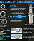 Diagram showing Trailer Hub Bearings Kit For 7000 Lb Tapered Spindle Axles 4 Sets with sizes for 25580 and 14125A bearings.