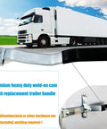Enclosed Trailer Door Handle With Rubber Grip Weld-On Replacement For Cam Bar Lock Assembly, shown with truck backdrop