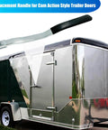 Enclosed Trailer Door Handle With Rubber Grip Weld-On Replacement For Cam Bar Lock Assembly, shown on trailer
