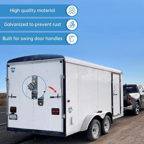 Trailer Hasp Lock With Keeper For Cargo Enclosed Race Car Hauler Doors Theft Resistant Bar Lock Latch installed on trailer